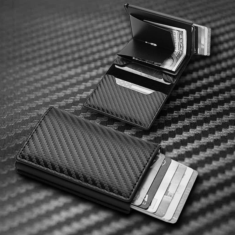 RFID-automatischer Pop-up-Kartenhalter, ultradünne Kreditkarten-Geldbörse, Geldklammer, mehrere Fächer, für Herren