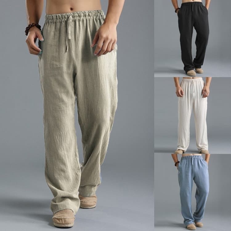 Men's Clothing Men's Large Size Loose Casual Pants Linen Breathable Sports Trousers Men
