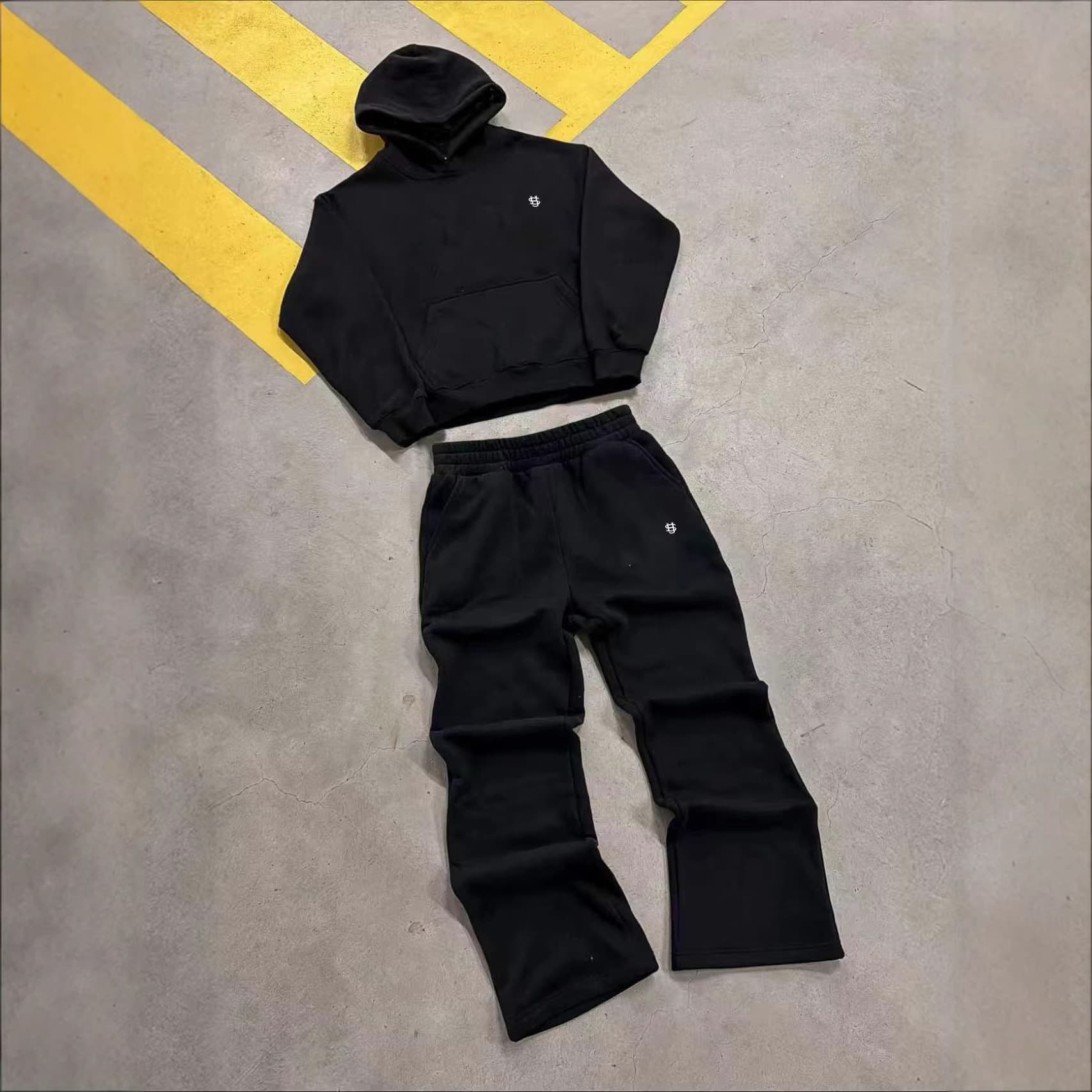 Unisex Fashion Embroidered Hoodie Set Black Blue Long Sleeve Sportswear Comfortable Loose Fit Casual Sweatshirt Combo For Women