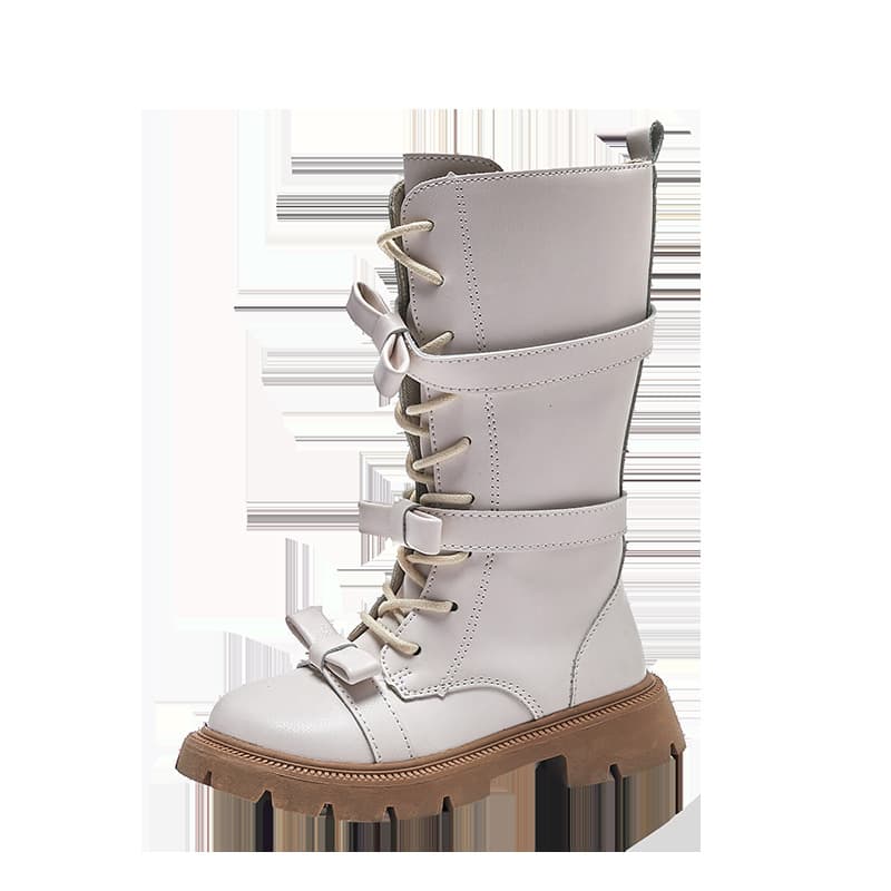 Kids Shoes cute bow high top boots 2024 spring and autumn new products girls British fashion boots children's shoes