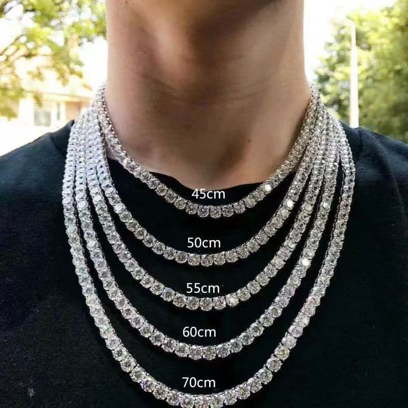 Zircon Tennis Chain Hip-Hop Jewelry For Women And Men Niche Necklace