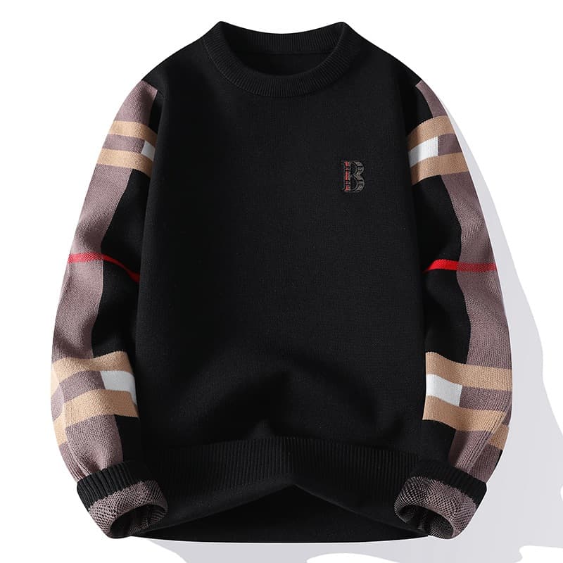 Pull d'automne-hiver pour homme, col rond élégant, sous-vêtement épais, maille tendance, décontracté, chaud et confortable.