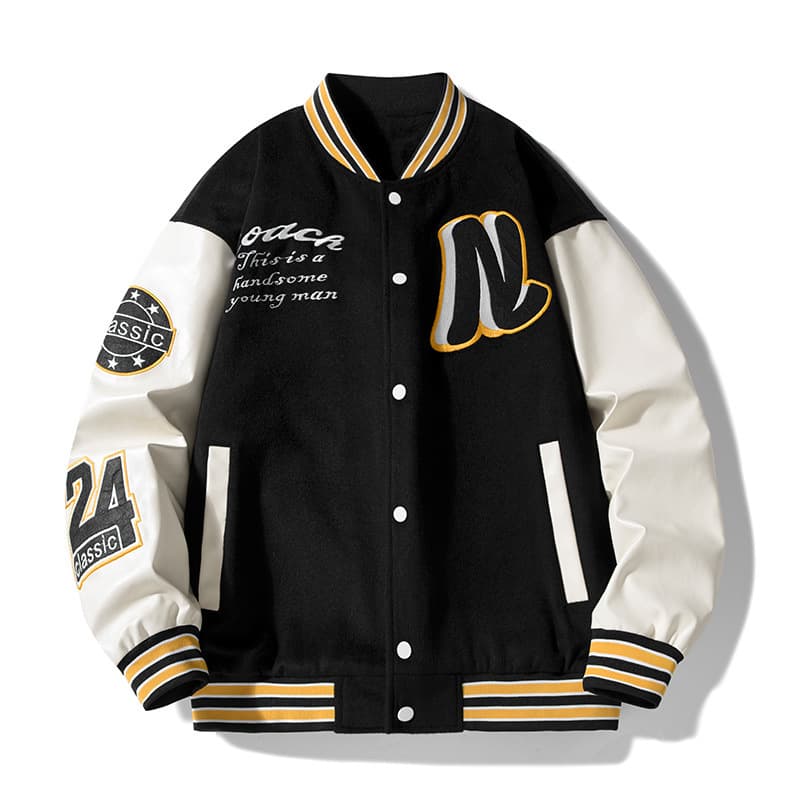 Embroidered Baseball Collar Jacke Unisex Spring Auumn New Trendy Brand Fleece Lined Thickened American Syle Loose