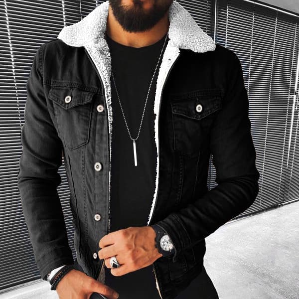 2023 Autunm And Winter Men's Lamb Wool Light Denim Jacket Slim Jacket Denim Jacket Jean Coat Mens Casual Denim Outwear