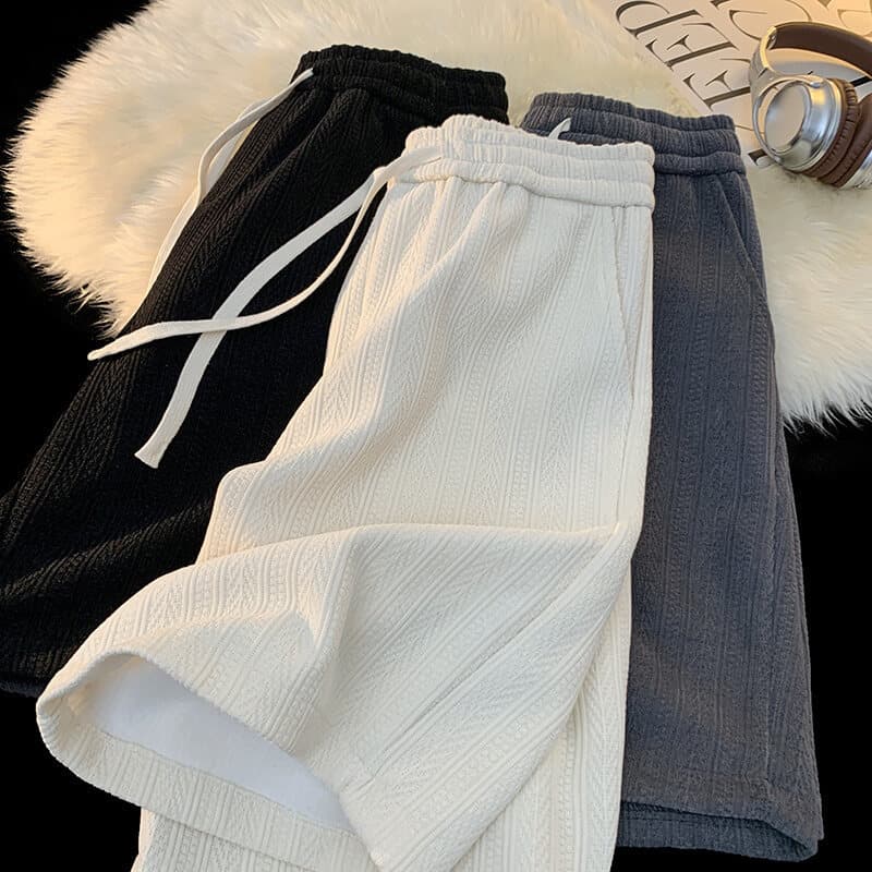Men's Clothing 2025 Summer New Men's Wheat Ear Shorts Couple Style Trendy Fashion Casual Loose Five Point Pants Mid Length Pants Men's Pants