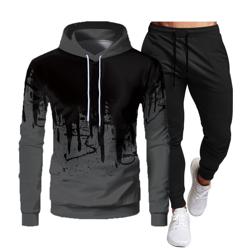 Men's Clothing casual solid color hooded sportswear couple suit slim fashion top