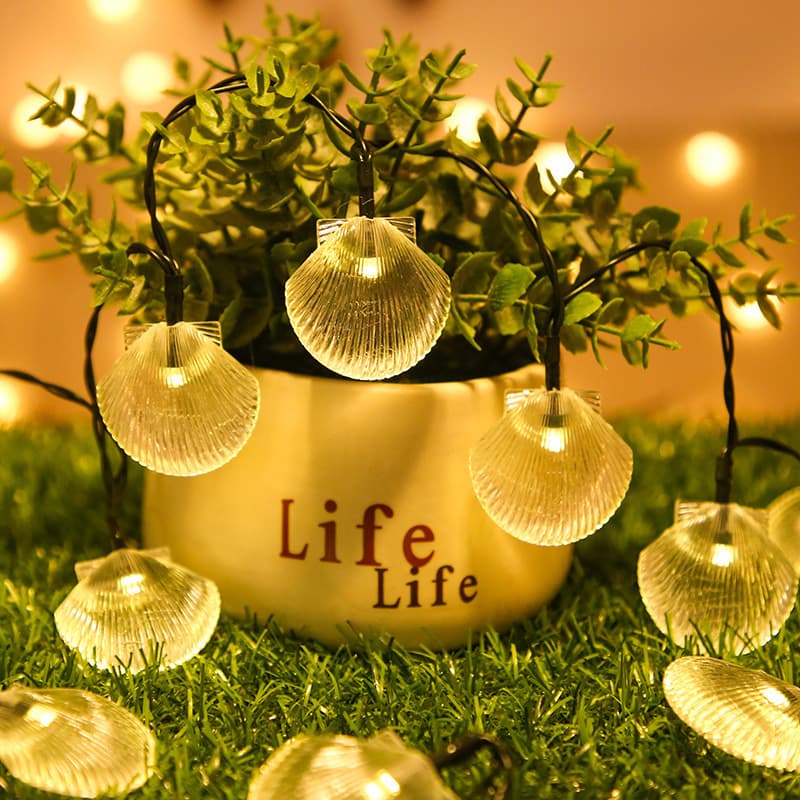 Led Solar String Lights Ocean Shell Light String Outdoor Waterproof Garden Bubble Ball Water Drop Decorative Lights