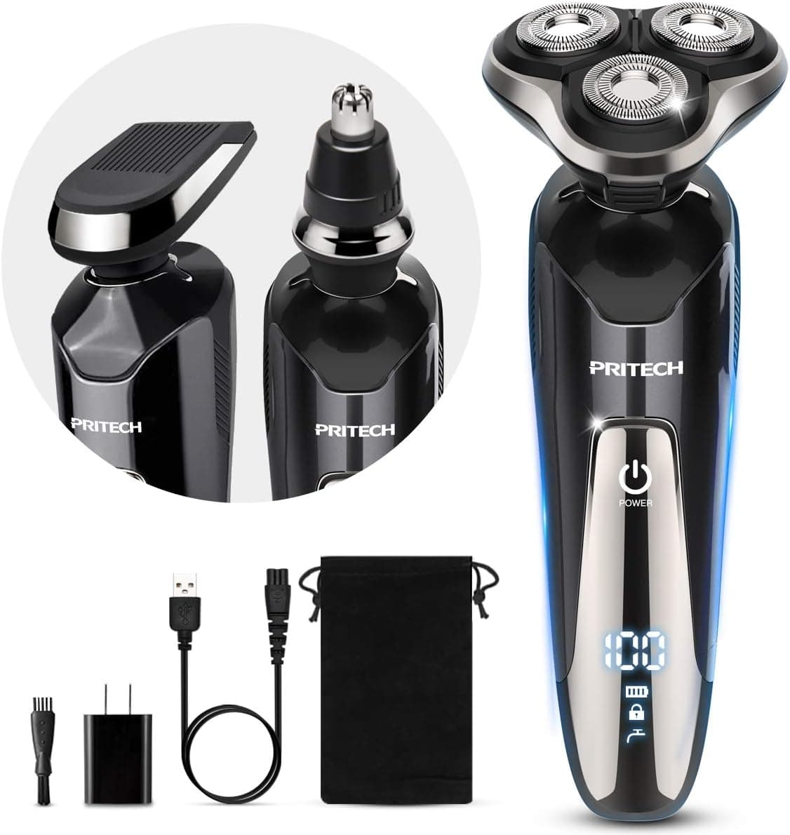 Men's Electric Shaver - Wet/Dry With Nose & Sideburn Trimmer