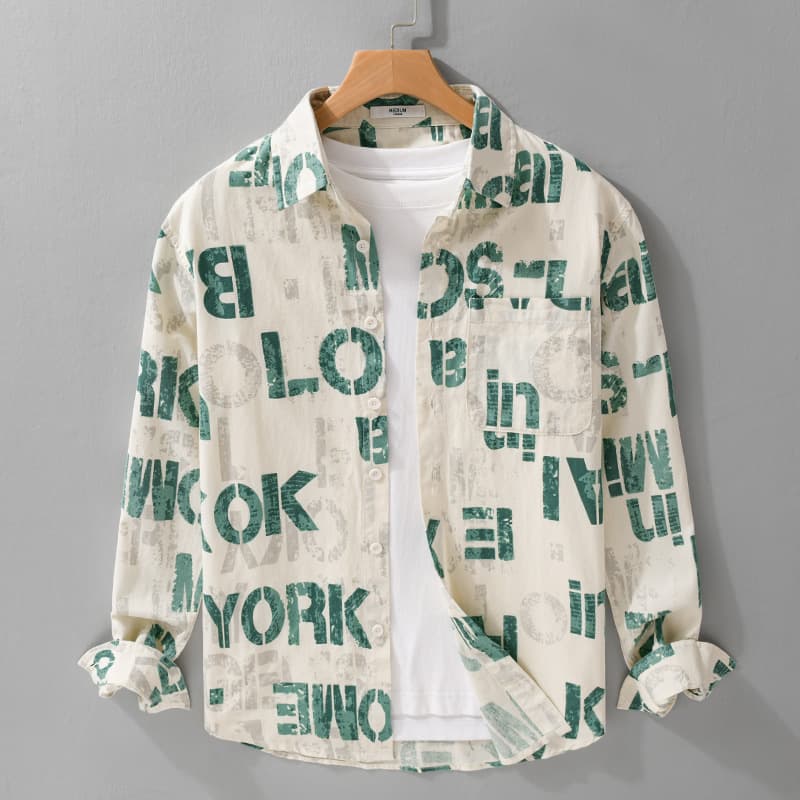 Chemise à manches longues à imprimé floral pour homme – 100 % coton, coupe décontractée, boutonnée pour un style tendance