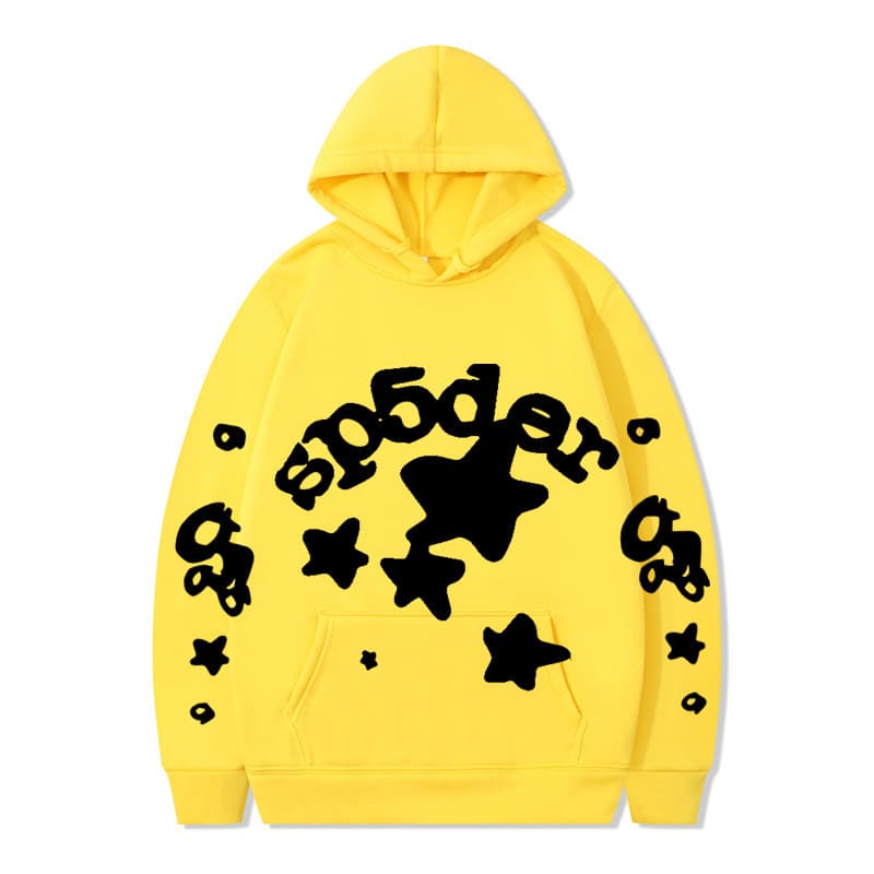 Sweat à capuche unisexe SP5DER imprimé toile d'araignée, marque tendance européenne et américaine, grandes tailles, coupe ample.