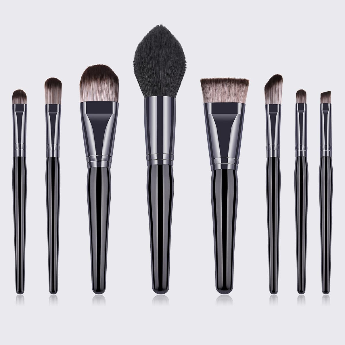 8 new black large makeup brush set
