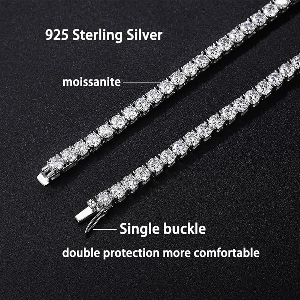 Ready Stock Full Moissanite Tennis Necklace Bracelet With GRA Certificate 2.5-5mm Lab Diamond for Women Men Sterg Sliver Neck Chain