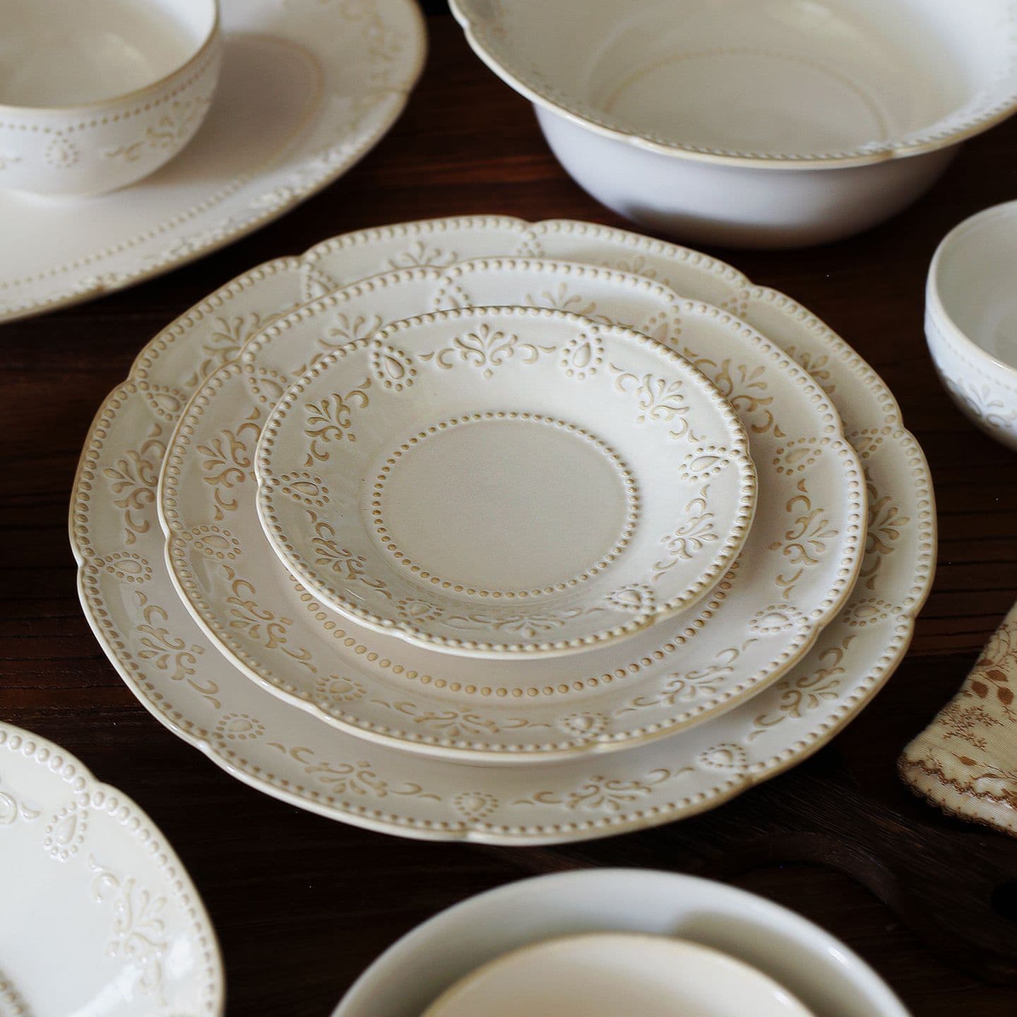 Wabi-Sabi Ceramic Dinnerware Set – Handcrafted Textured Bowls, Plates & Mugs For Rice, Noodles, Fish (Microwave Safe, 4.5"-12")​