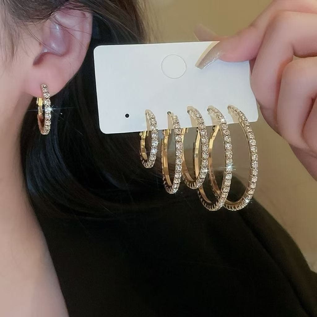 Women Earrings Enamel Earrings Cross-Border Jewelry Fashion Super Shiny Full Diamond Large Light Luxury European And American Style Exaggerated Hoop