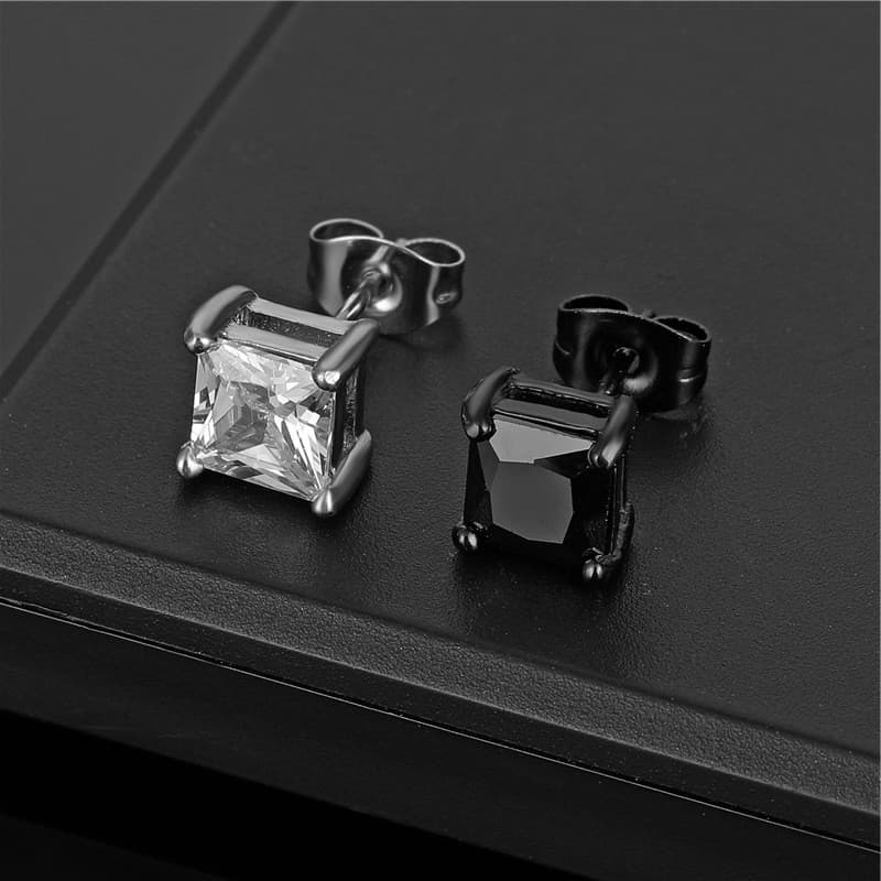 Square Stainless Steel Crystal, Cute Mini Carnation Earrings for Men and Women, Shining Punk Decoration, Gift, 6mm