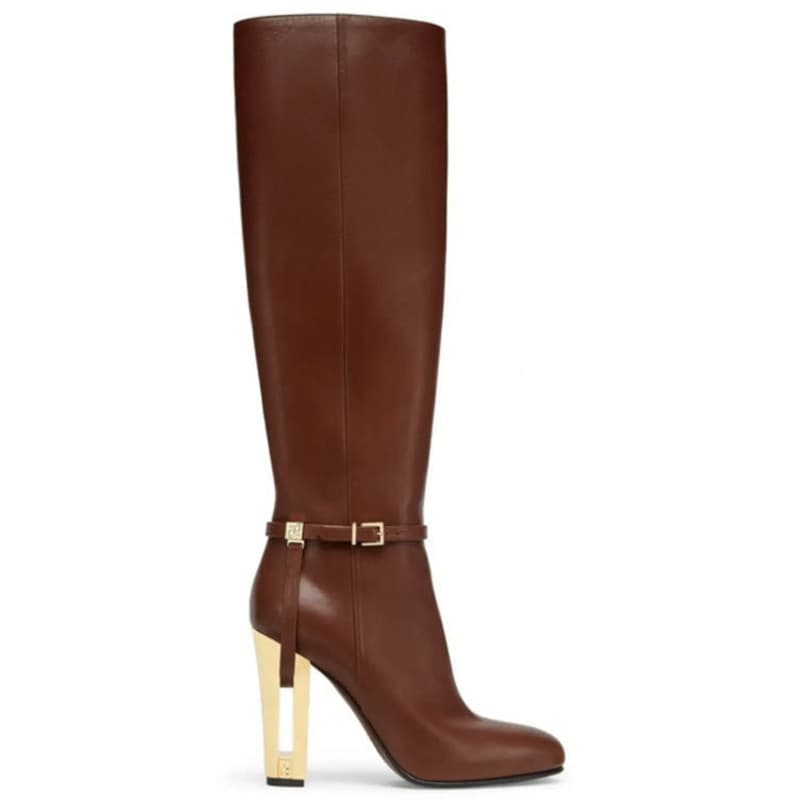 Chaussures à talons hauts et épais en métal à tête ronde CMY Temperament