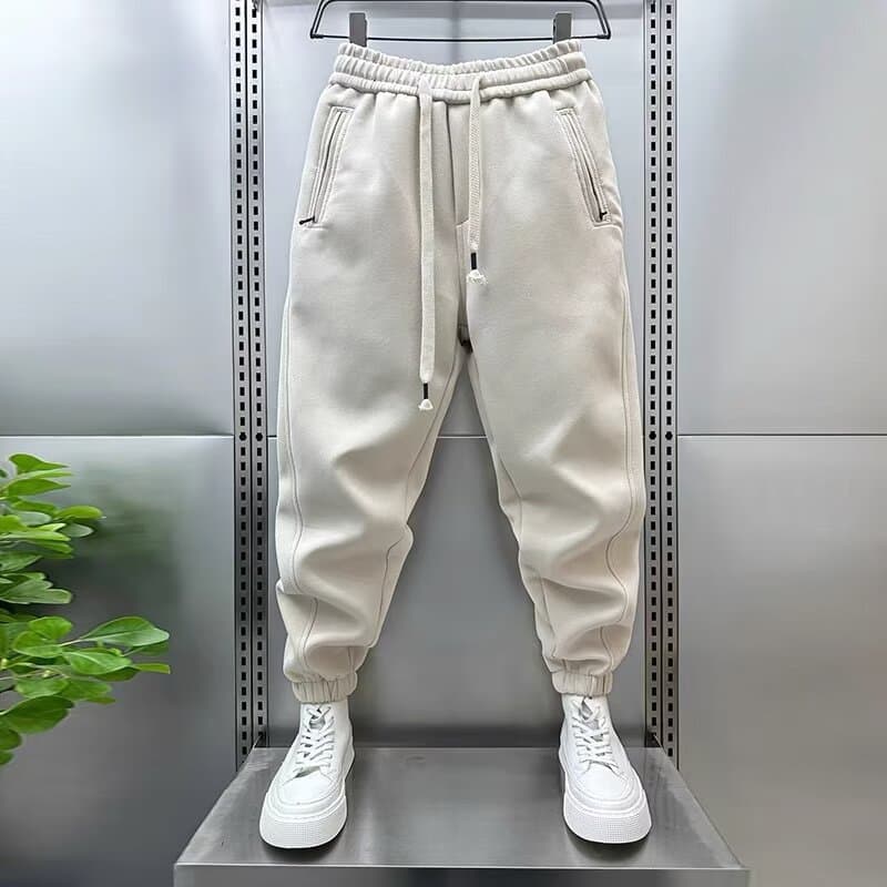 Korean version of the new simple leg-locking sports pants for men autumn and winter 2023 thickened casual pants youth solid color harem pants