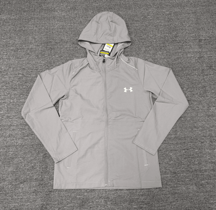 Veste de running légère style Under Armour – Tissu respirant à séchage rapide, détails réfléchissants, veste de sport unisexe à capuche zip
