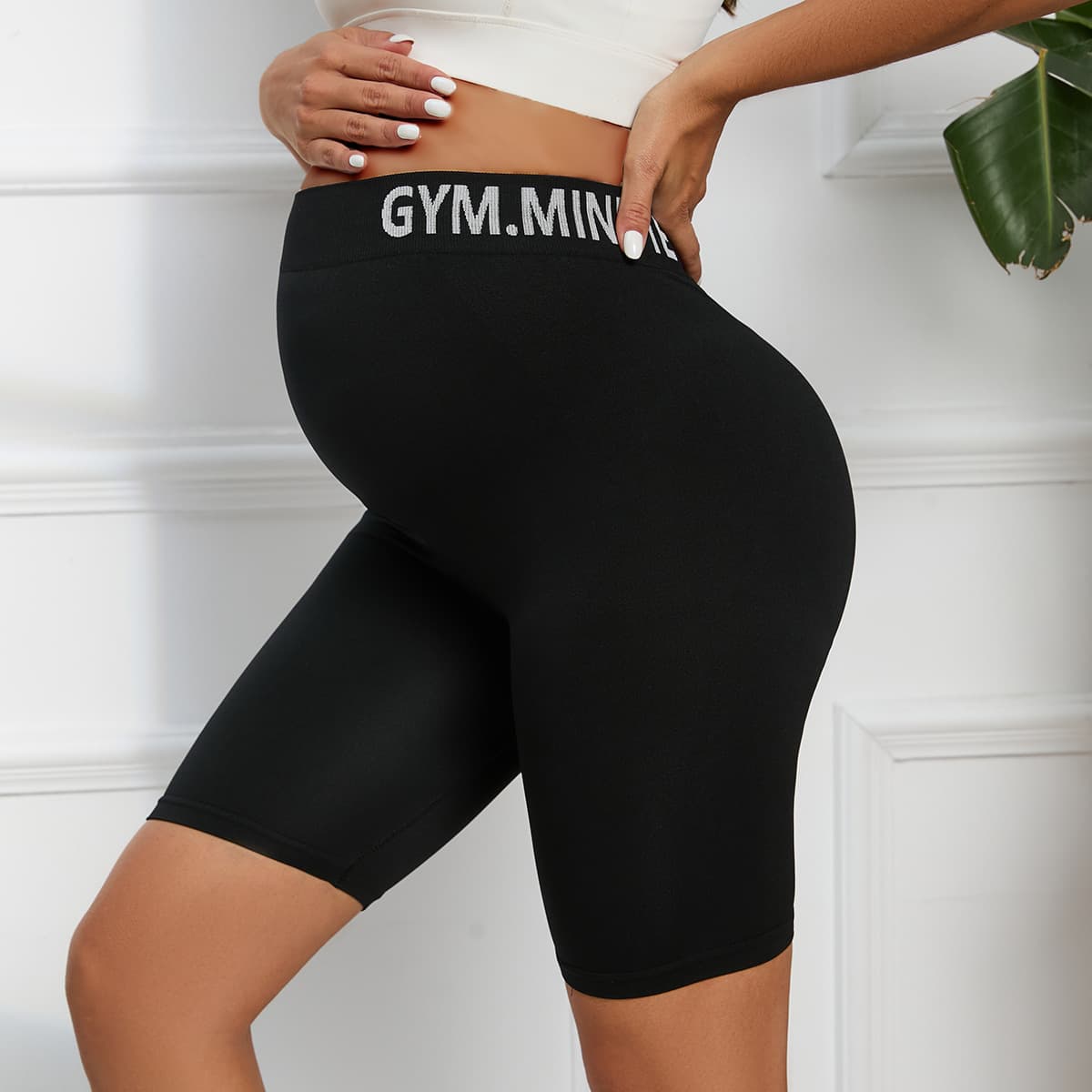 Family matching maternity leggings shorts summer 2024 new high waist belly support sports yoga maternity pants for women