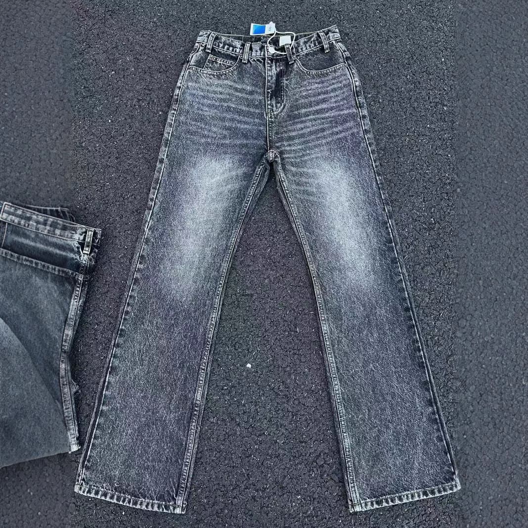 Men's Clothing Marble Washed Flared Jeans Clean Fit Style Retro Trousers Trend