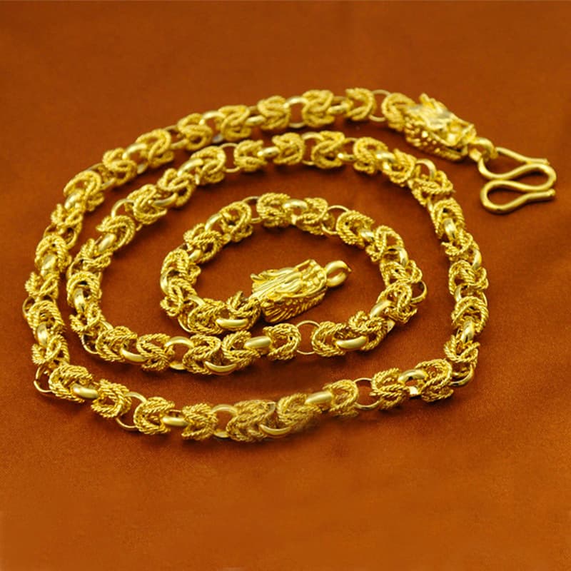 Head Spring Necklace Men's China Dragon King Air Chain Plating Real Gold Anti Allergy Fade