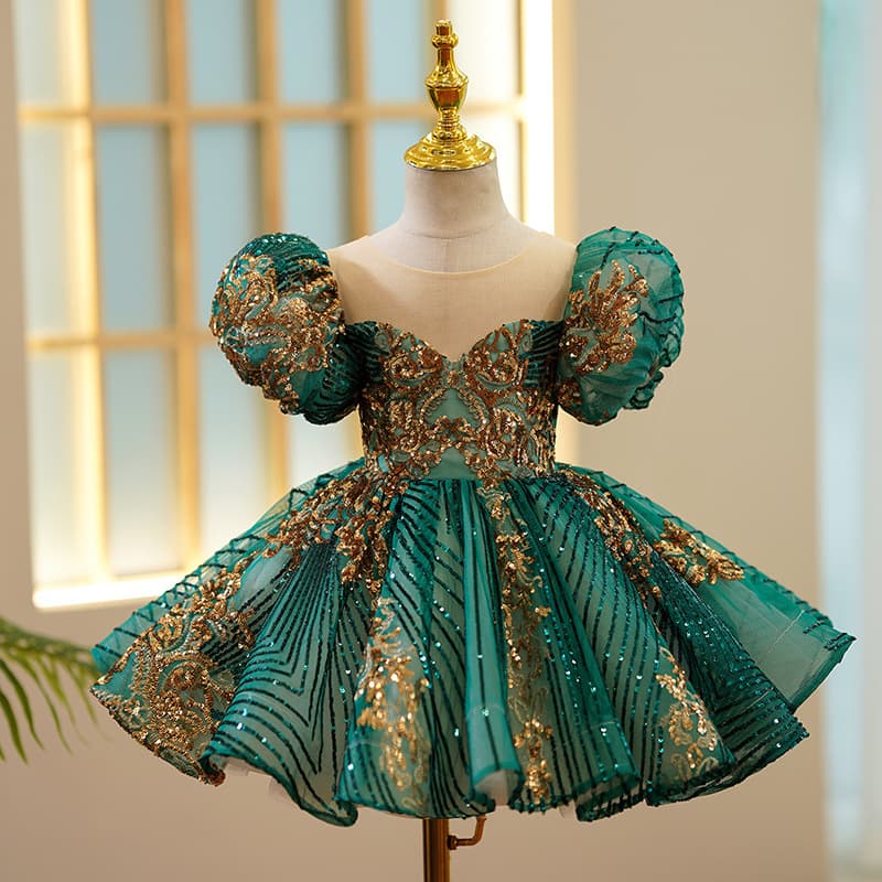 Mother&Kids Girls Dress Birthday Baby Girls Sequin Host Princess Dress Piano Costume
