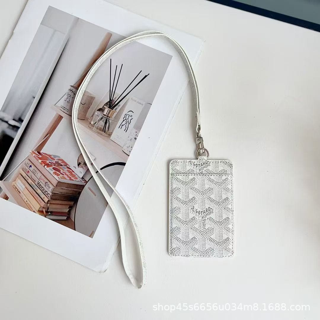 Porte-cartes magnétique style Goyard – Portefeuille fin bleu à imprimé signature, compatible MagSafe, accessoire léger et élégant pour utilis