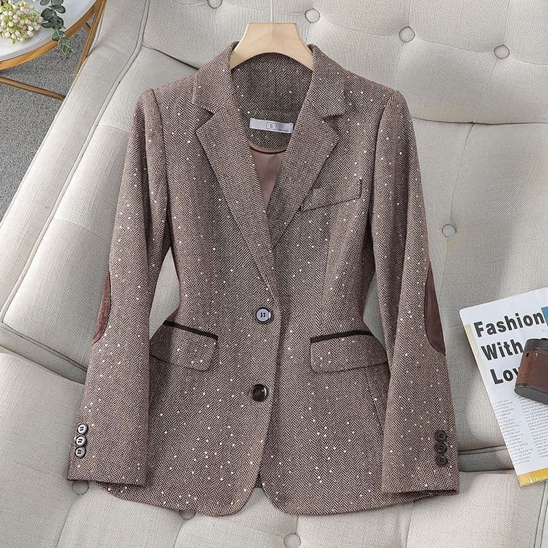 Women's Clothing Sequined suit jacket for women spring and autumn 2024 new style high end design niche tops casual small suit