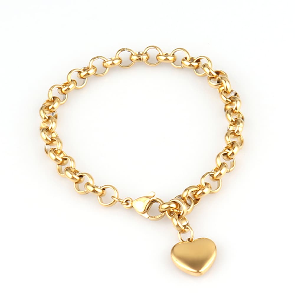 Stainless Gold For Women, Simple Titanium Steel Heart-shaped Pendant Bracelet