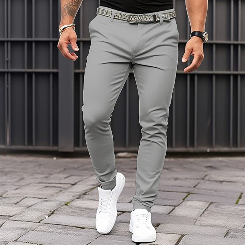 ​​Yihan Slim-Fit Men's Dress Pants - Stretch Polyester Business Casual Trousers With Zip Fly & Tapered Leg​​