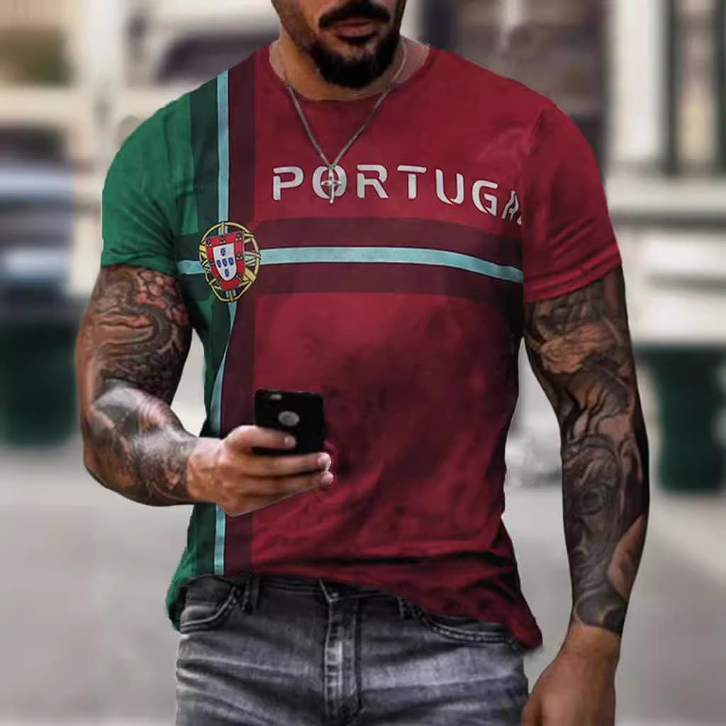men's 3D Letter Printed Round Neck Short Sleeve T-Shirt