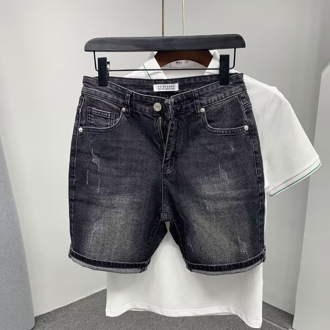 Men's Clothing Men's Washed Fashion Denim Shorts Summer Thin Mid-Length Loose Straight Sports Pants Street Versatile