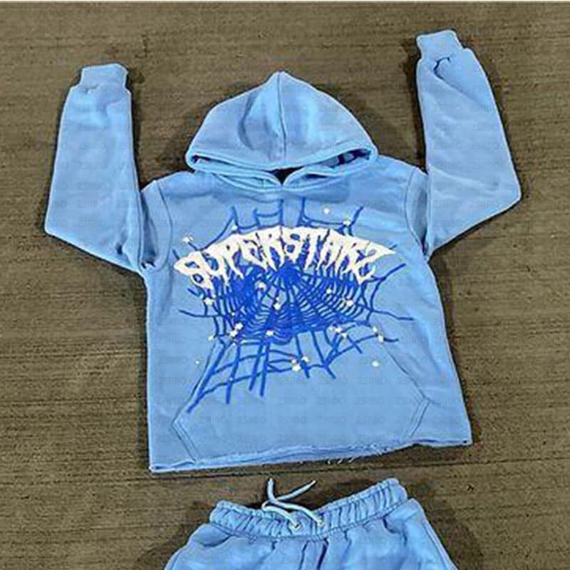 Sweat à capuche hip-hop streetwear Y2K avec imprimé toile d'araignée et lettres - Pull unisexe oversize pour la mode urbaine