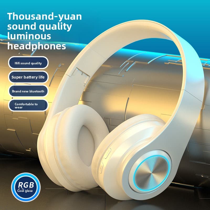 Cross-border Hot-Selling Light-Up Bluetooth Headphones Over-Ear Heavy Bass Wireless Sports Gaming Gift Headset No Lagging