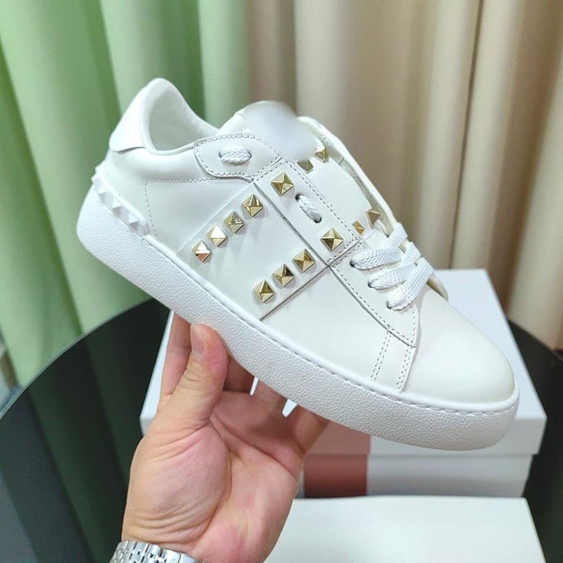 Chaussures de couple à lacets en cuir blanc pour hommes et femmes, nouvelle collection 2024
