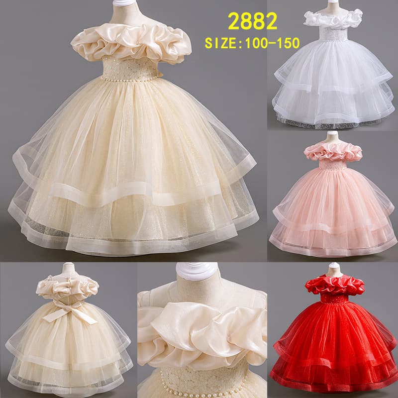 Mother & Kids children's dress new style fluffy mesh birthday princess dress girl evening dress flower girl children's clothing in stock