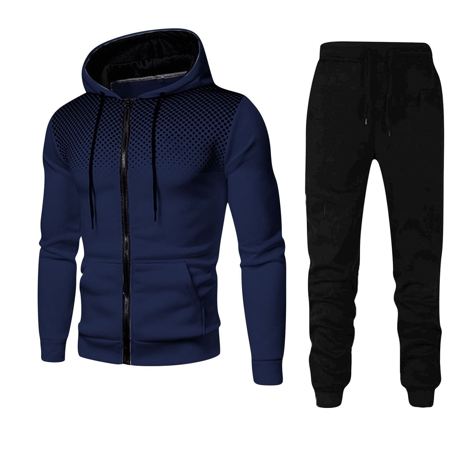 ​​Men's Hooded Jacket & Pants Set - Long Sleeve Autumn Winter Streetwear, Loose Fit Casual Outfit With Embroidery Details​​