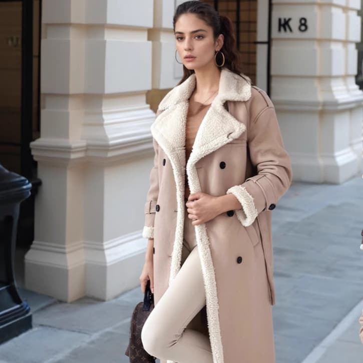 ​​Versatile Double-sided Collar Coat For Women- Winter Fashion Faux Fur Trench Coat With Detachable Hood Elegant & Warm (Black, Khaki, Beige, Coffee)​