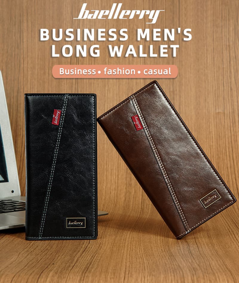 BAELLERRY Wallet Men's Medium and Long Multi-card Slot Large-capacity RFID Wallet, Professional Suit Wallet, Fashionable and Popular Classic Wallet