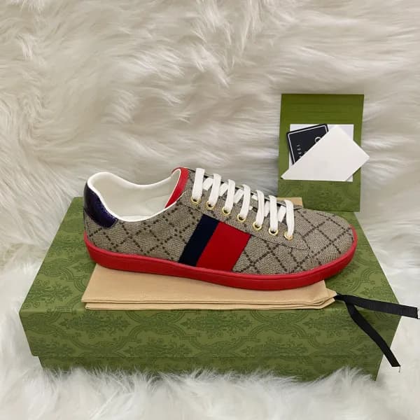 Baskets en cuir de qualité supérieure pour hommes et femmes, chaussures de course à rayures brodées Ace Bee