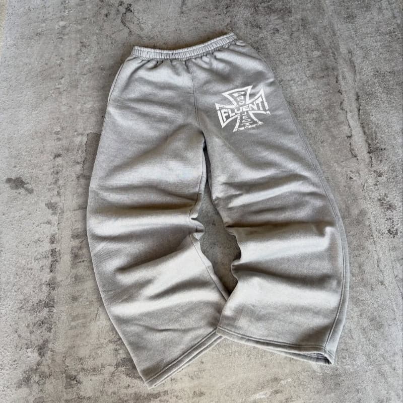 Men's Clothing New High Street Fashion Brand Fluent Printed Sweatpants Men And Women Y2k Elastic Waist Loose Casual Pants