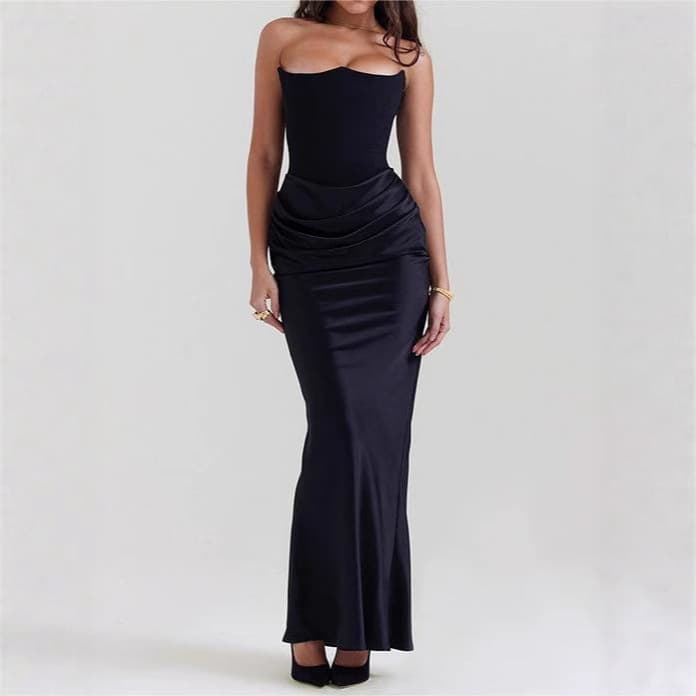 Elegant Off-Shoulder Backless Evening Dress For Women – Slim Fit Mermaid Tail Gown With High Waist, Perfect For Parties & Special Occasions