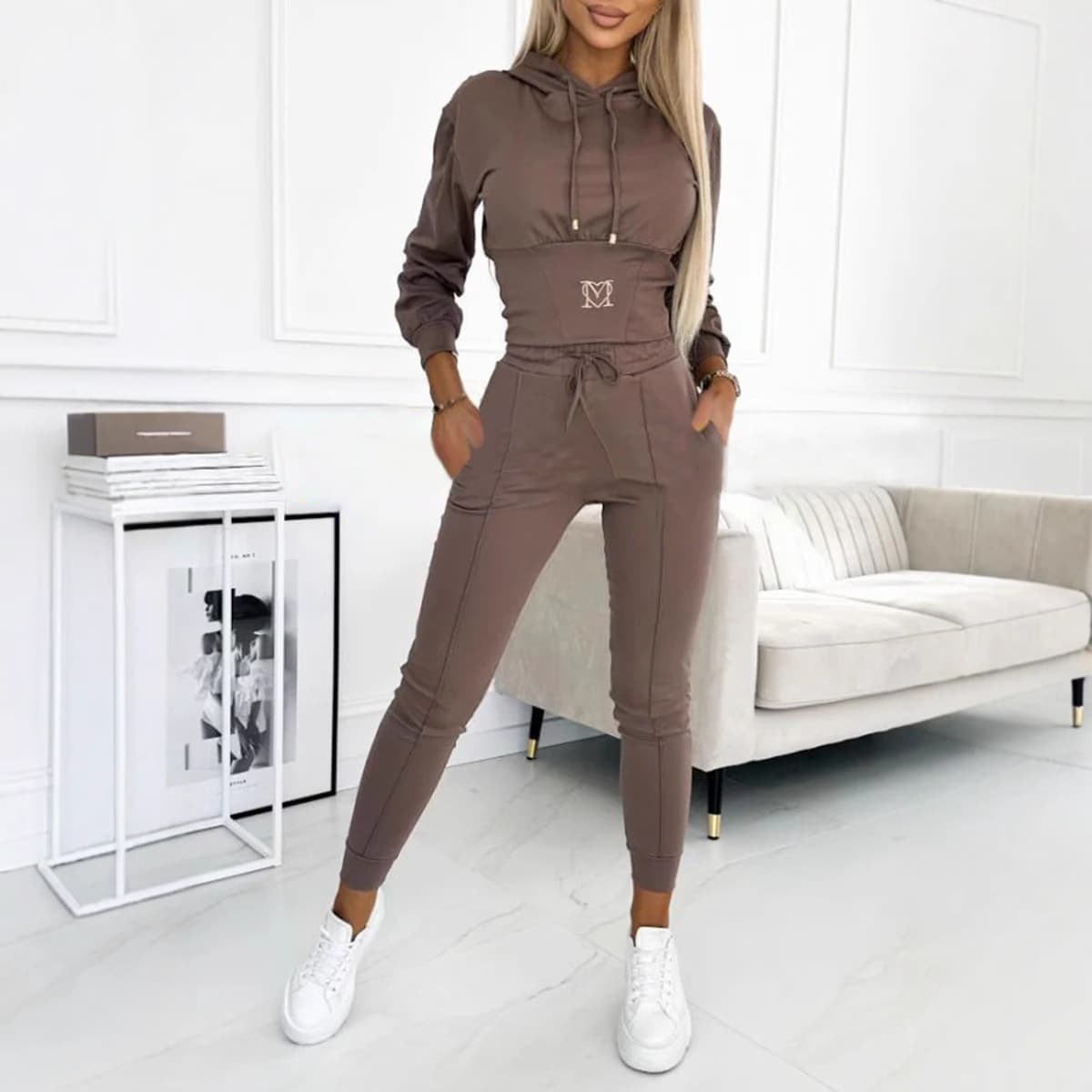 Women's Clothing Waisted Leisure Sports Hooded Suit