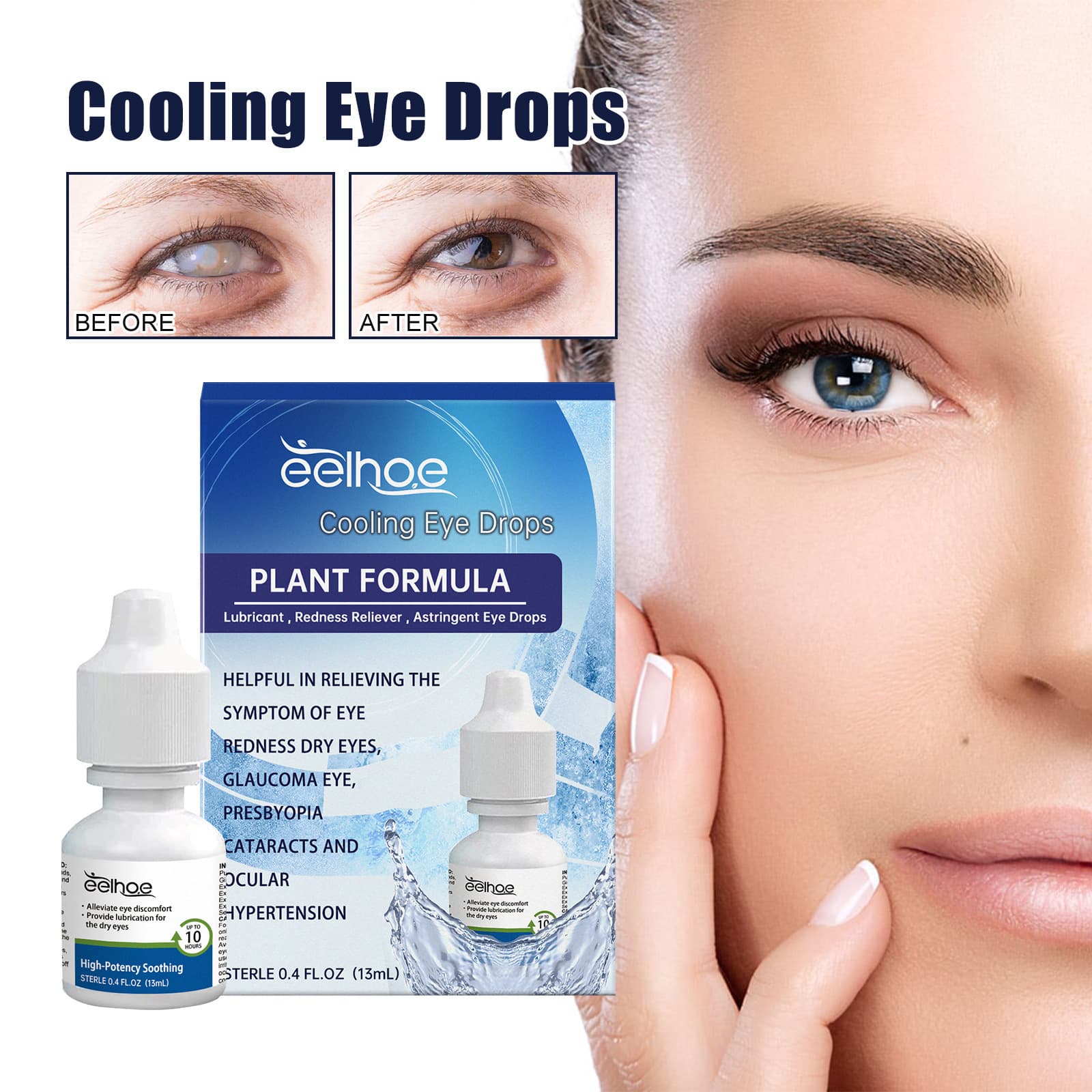 EELHOE Cool Relieve Overuse of Fatigue, Dry and Irritable Eye Care Drops