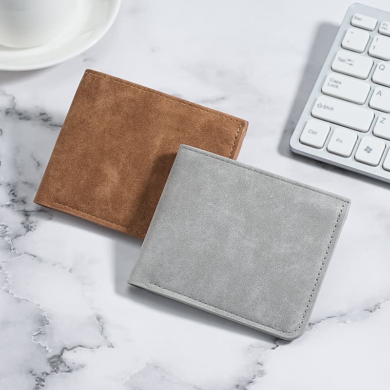 Men's Wallet Card Cases Simple Frosted Soft Leather Short Ultra-thin Wallet With Multi-card Suede Thin Folding