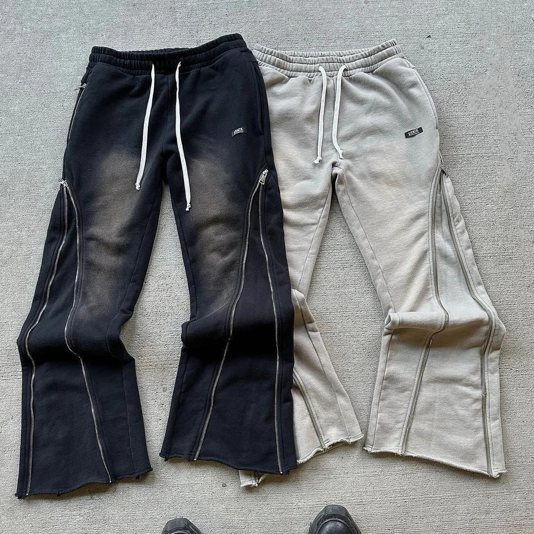 Men's Clothing Retro Zipper Design Sense Washed Sweatpants Men And Women