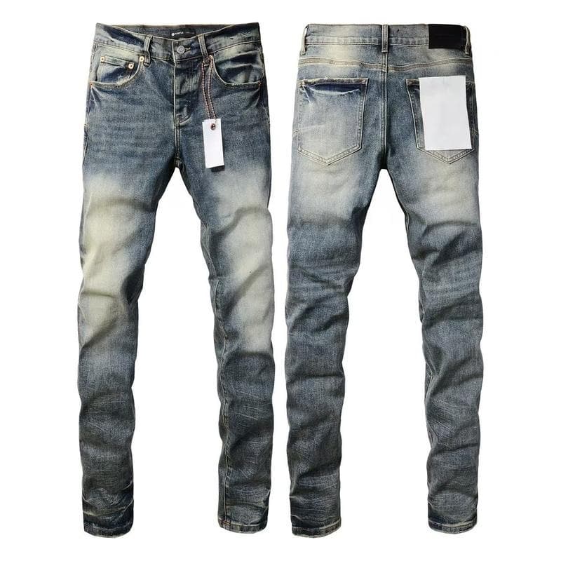 Jeans droits brodés et écussons pour hommes - Denim