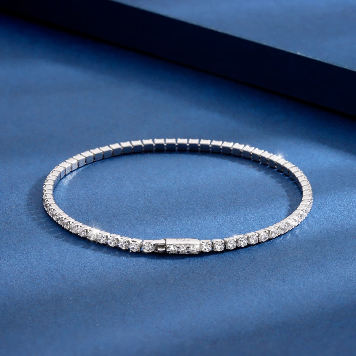 S Pure Silver Full Diamond 2mm Claw Chain Roman Tennis Summer Fashionable Elegant Unisex Couple Bracelet
