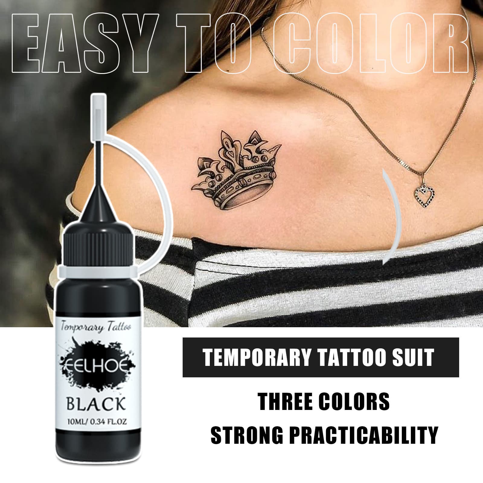 Waterproof, Set Durable, Temporary, Painless Hollow Pattern Template Juice Tattoo Liquid