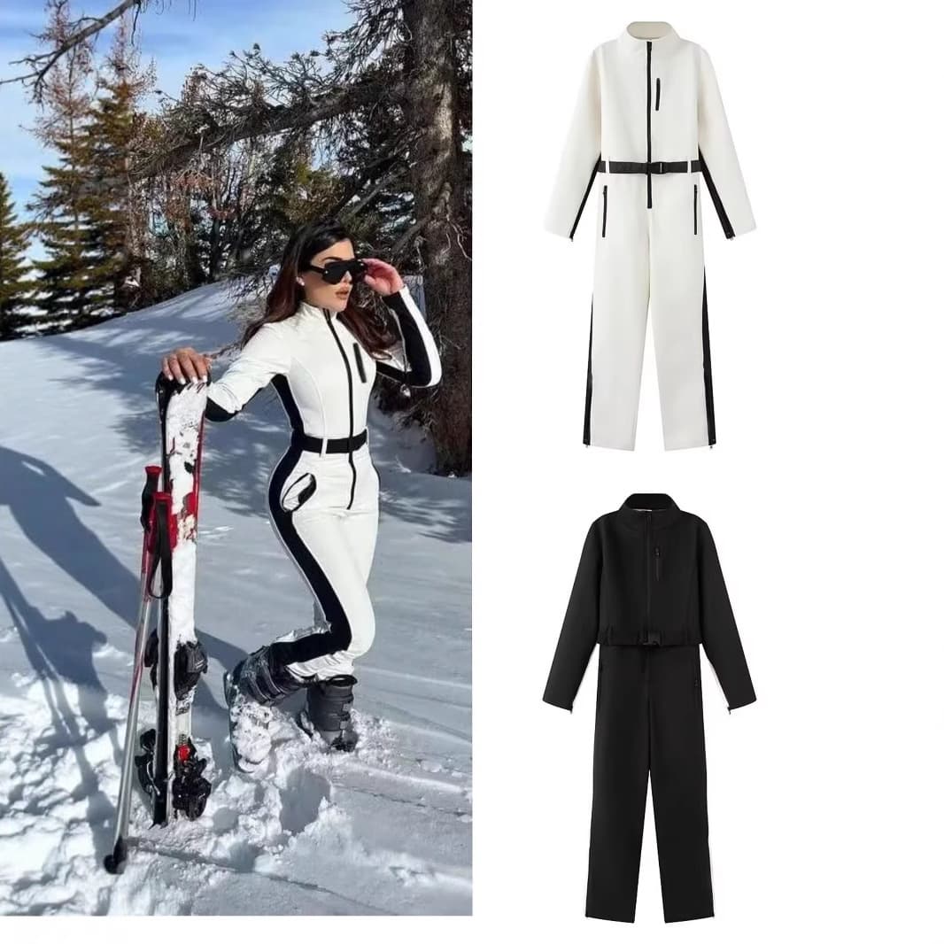 Series Fashion Versatile Waist-Cinching Jumpsuit Ski Cotton Jacket